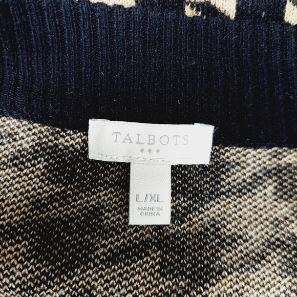 Talbots Black & Brown V-Neck Poncho Sweater 3312 - Picture 5 of 6